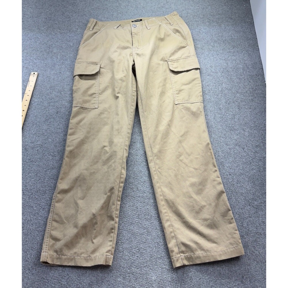True Religion Mens 34x31 Beige Cargo Pants Horseshoe Logo Flap‎ Back Pockets